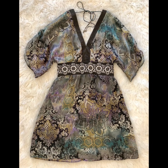 SEDUCE Dresses & Skirts - Seduce Australia green printed boho silk dress 4